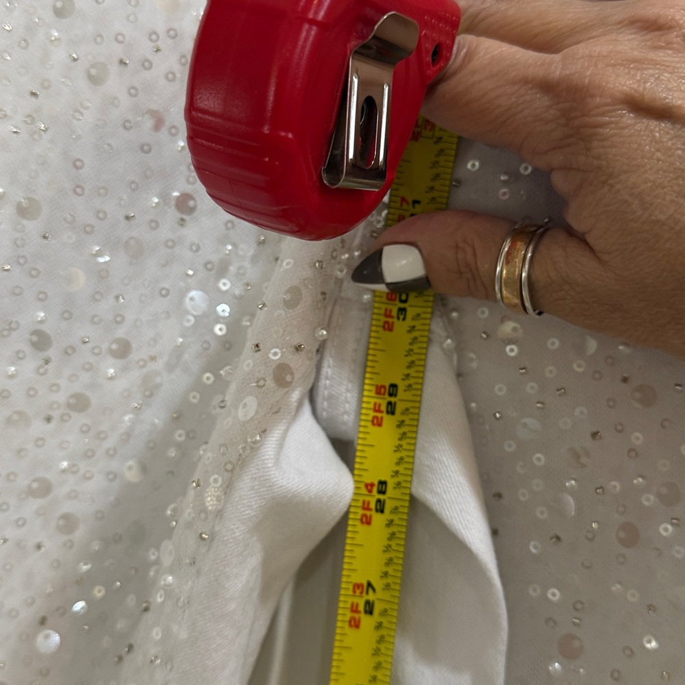White Sequin Embellished Jeans - Picture 9 of 10